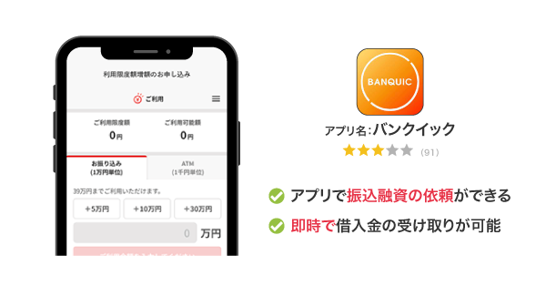 三菱UFJ銀行カードローンのバンクイックアプリ