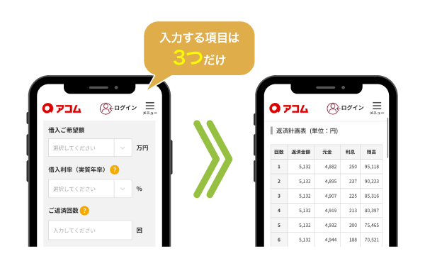 アコムの返済シミュレーション
