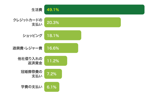 カードローンの使用用途の割合